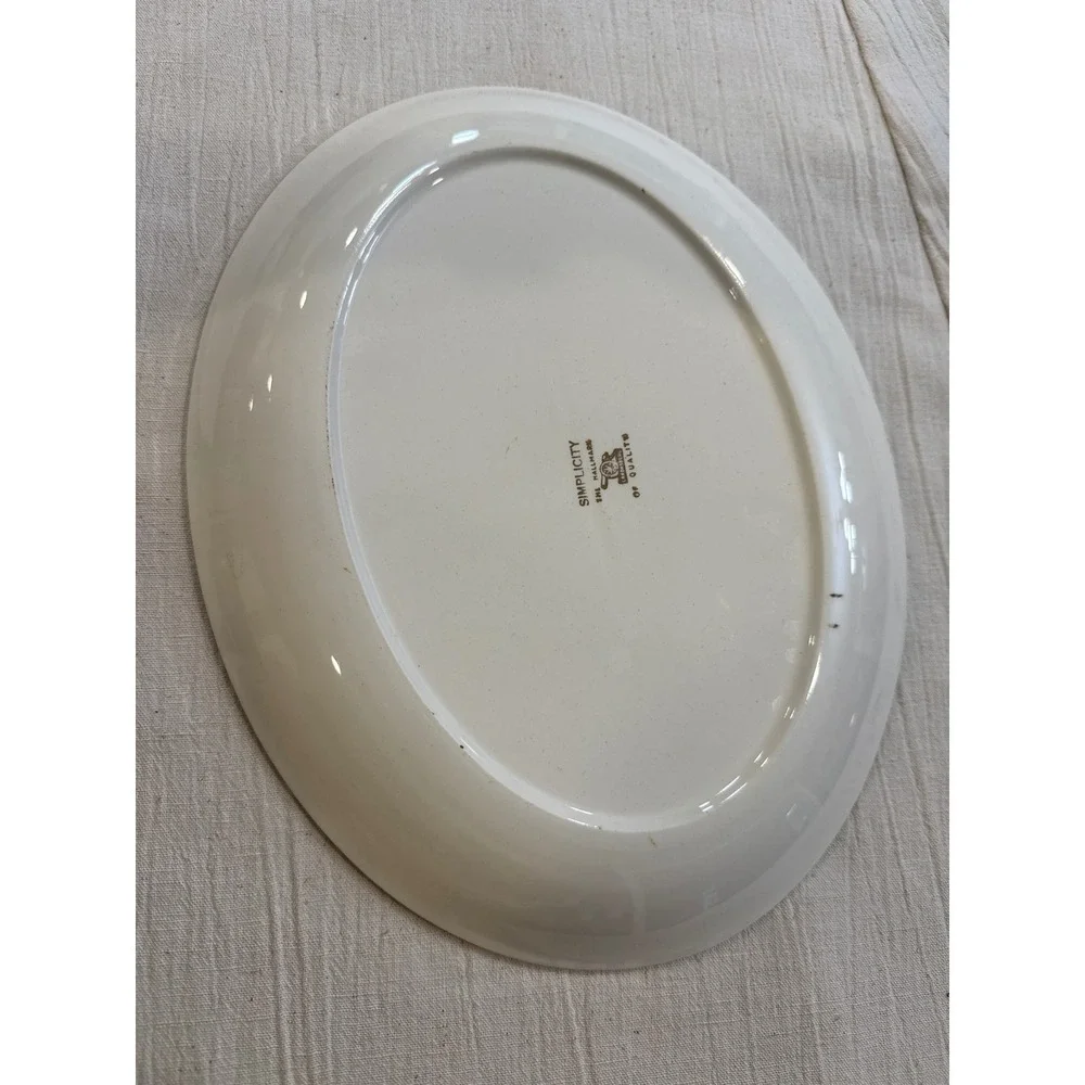 Canonsburg Pottery Simplicity Yellow Rose Oval Serving Platter Gold Trim 13in